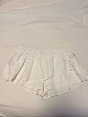 FP Movement by Free People White Layered Ruffle Skort Shorts